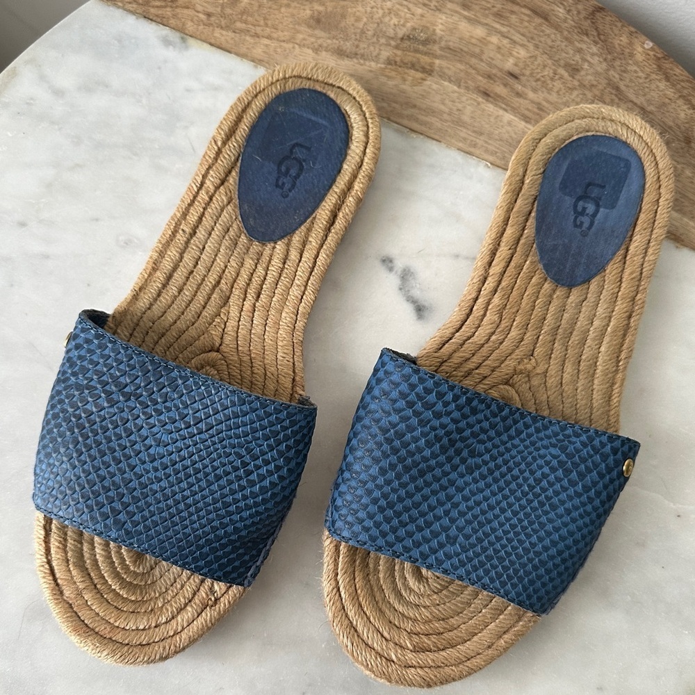 UGG Cherry Exotic Slip on espadrille sandals Slides size 8 Blue - Picture 4 of 8